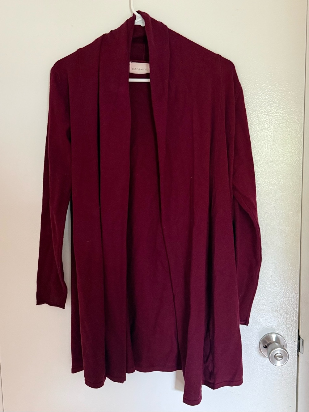 Dreamers Burgundy Open-Front Women's Cardigan Sweater